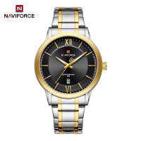 NAVIFORCE NF9254 Stainless Steel Luxury Fashion Elegant Business Luminous Calendar Quartz Watch For Men - Black & Golden